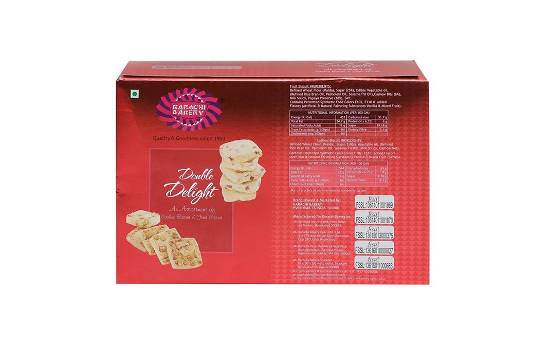 Karachi Bakery Double Delight, An Assortment of Cashew Biscuit & Fruit Biscuit   Box  400 grams